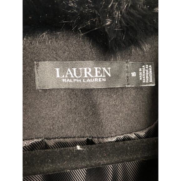 Lauren Ralph Lauren Faux Fur Collar Coat Women's Size 16 Black NEW - Picture 2 of 10